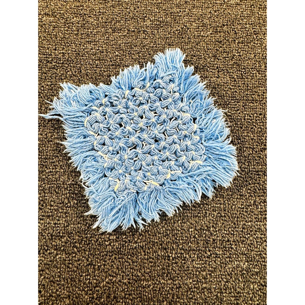 Handmade Blue & White Crochet Dishcloth/Pot holder Approx 6x6 in Square